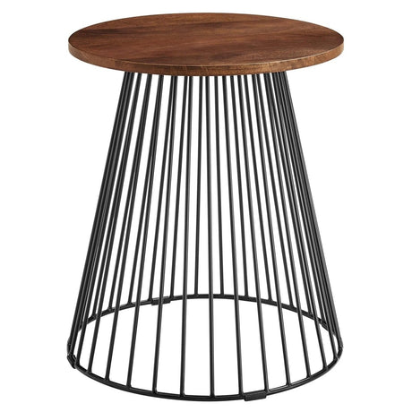 Round Wood and Metal Side Table – Walnut 16 Inch - End & Side Tables available at Alpine Outlets in Denver