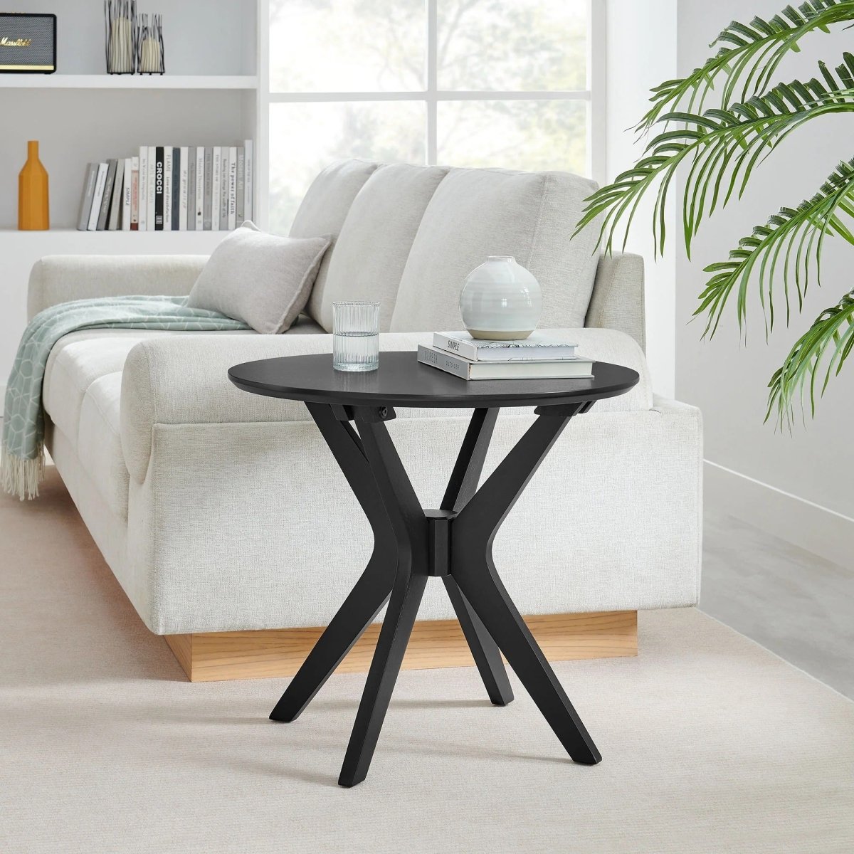 Round Wood Side Table with Intersecting Base – 24 Inch - End & Side Tables available at Alpine Outlets in Denver