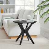 Round Wood Side Table with Intersecting Base – 24 Inch - End & Side Tables available at Alpine Outlets in Denver