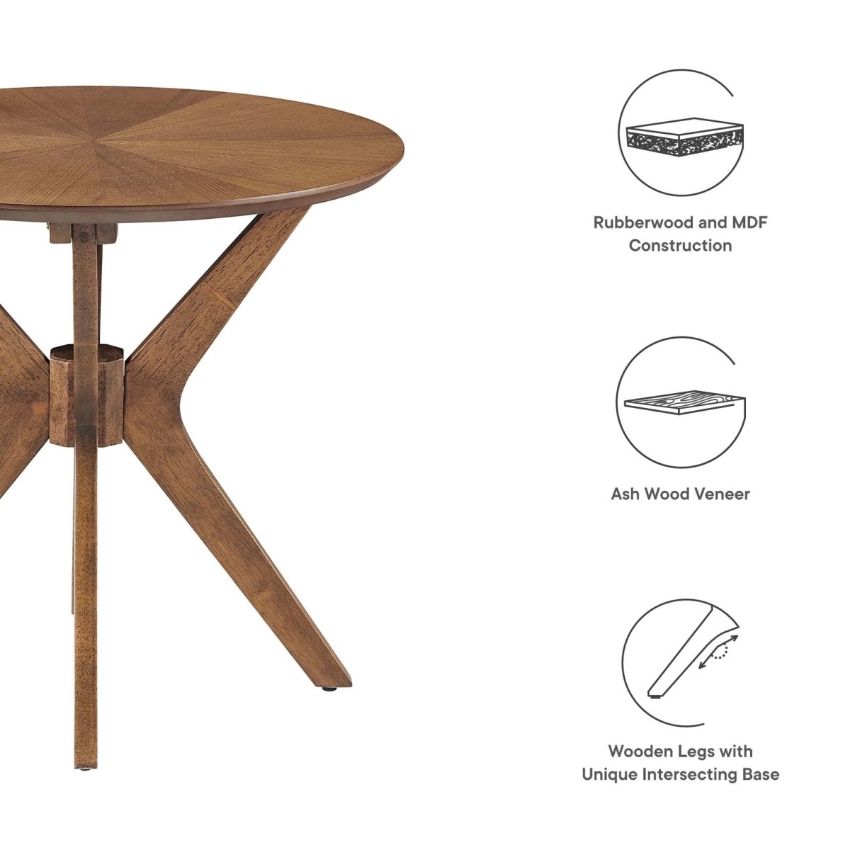 Round Wood Side Table with Intersecting Base – 24 Inch - End & Side Tables available at Alpine Outlets in Denver