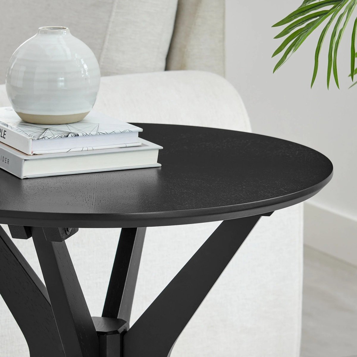 Round Wood Side Table with Intersecting Base – 24 Inch - End & Side Tables available at Alpine Outlets in Denver