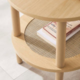 Round Wood Side Table with Rattan Shelf – 19 Inch - End & Side Tables available at Alpine Outlets in Denver