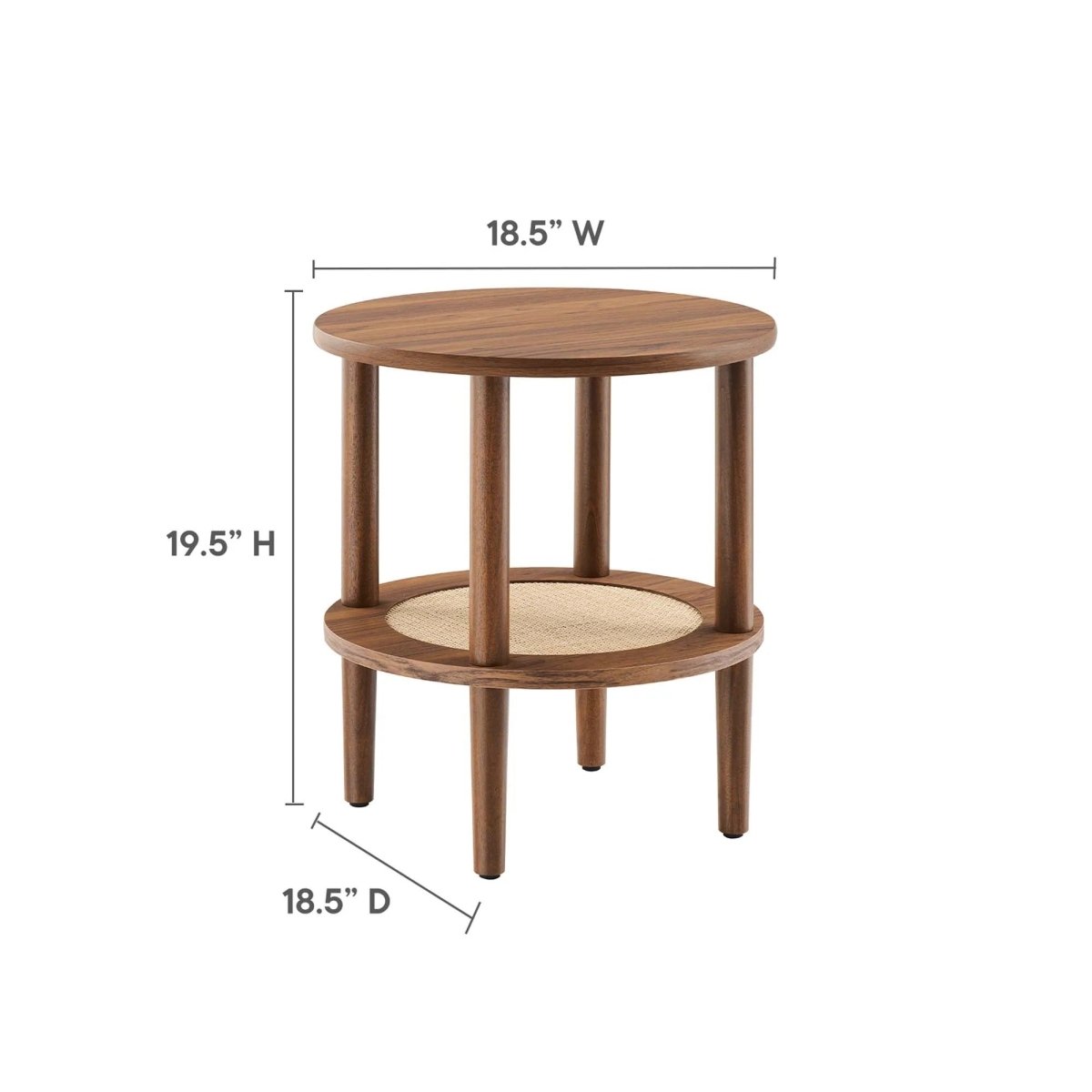 Round Wood Side Table with Rattan Shelf – 19 Inch - End & Side Tables available at Alpine Outlets in Denver