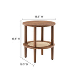 Round Wood Side Table with Rattan Shelf – 19 Inch - End & Side Tables available at Alpine Outlets in Denver
