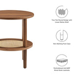 Round Wood Side Table with Rattan Shelf – 19 Inch - End & Side Tables available at Alpine Outlets in Denver