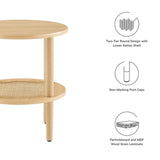 Round Wood Side Table with Rattan Shelf – 19 Inch - End & Side Tables available at Alpine Outlets in Denver