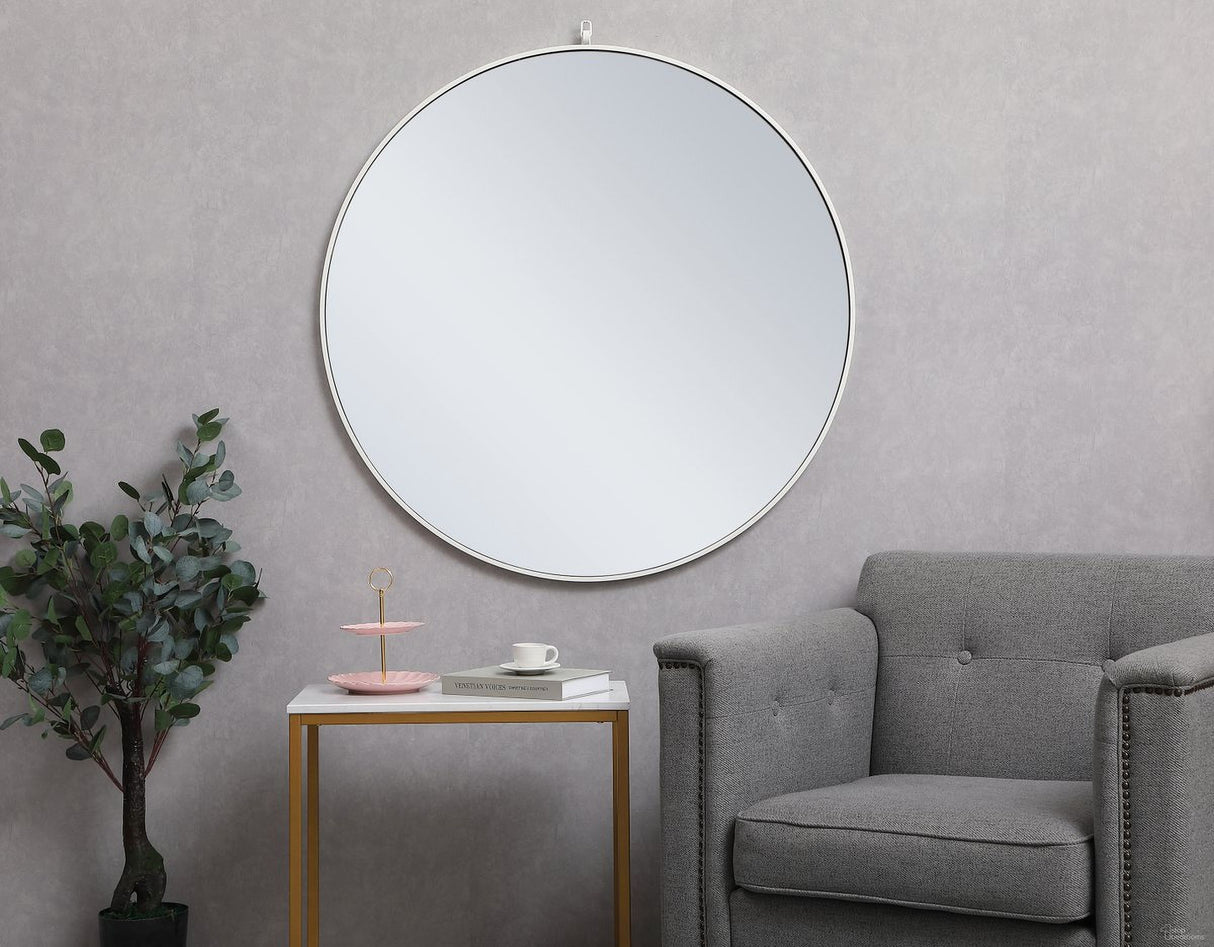 Rowan 42 Inch White Round Wall Mirror with Decorative Hook