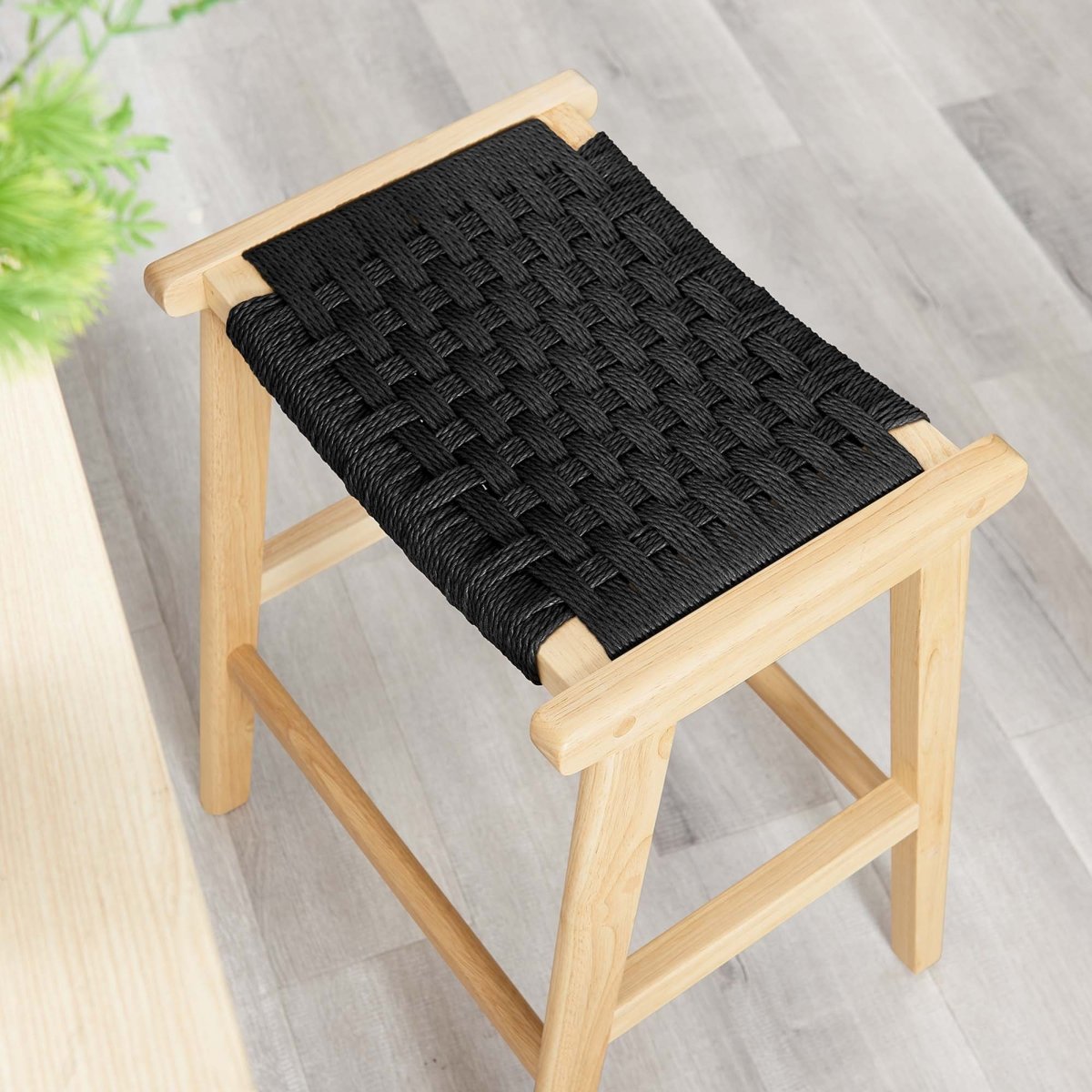 Saoirse Woven Rope Wood Counter Stool Set of 2 - Stools available at Alpine Outlets in Denver
