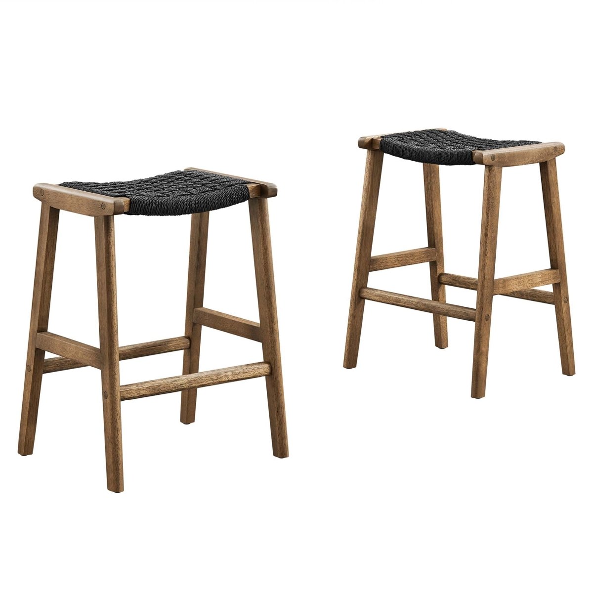 Saoirse Woven Rope Wood Counter Stool Set of 2 - Stools available at Alpine Outlets in Denver