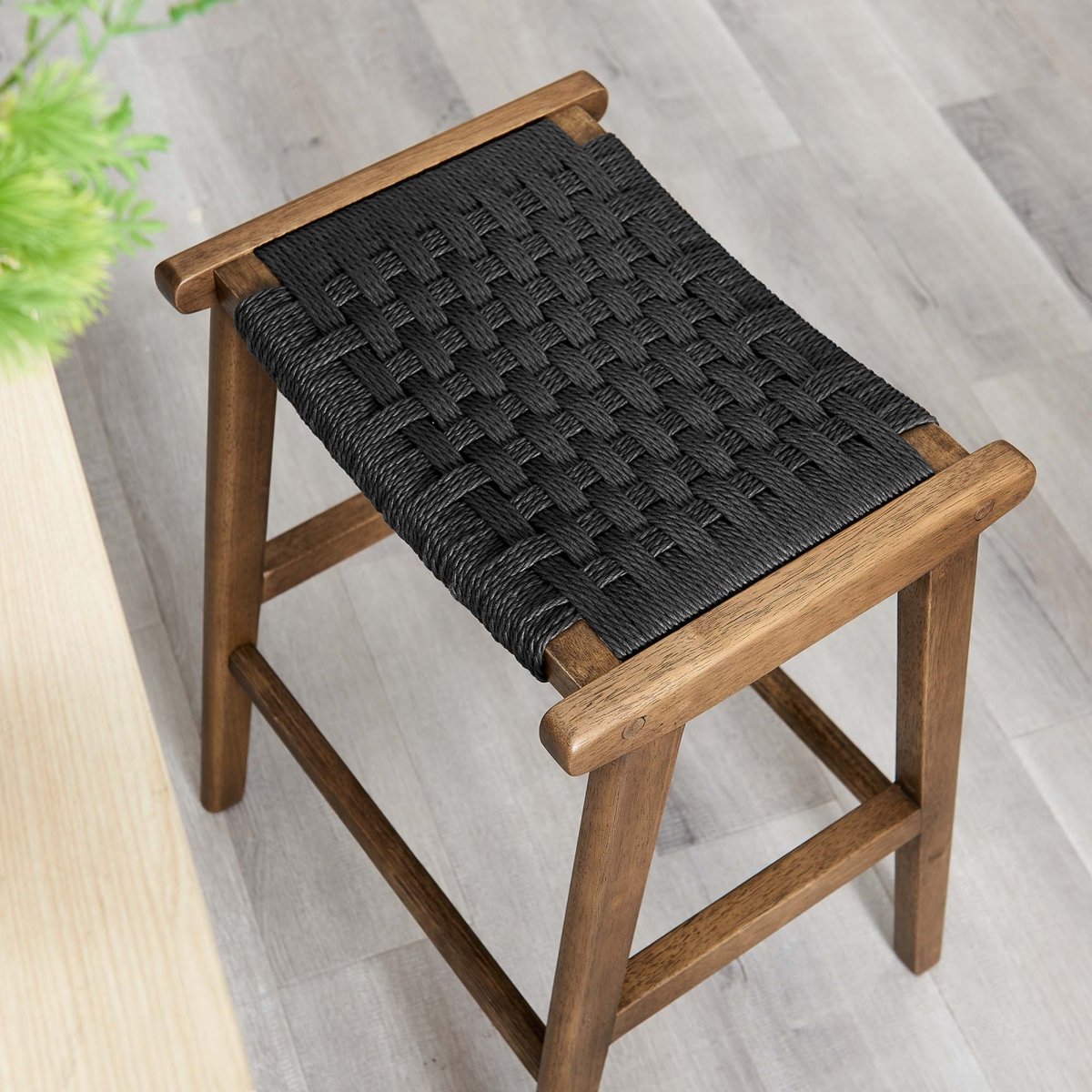 Saoirse Woven Rope Wood Counter Stool Set of 2 - Stools available at Alpine Outlets in Denver