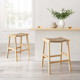 Saoirse Woven Rope Wood Counter Stool Set of 2 - Stools available at Alpine Outlets in Denver