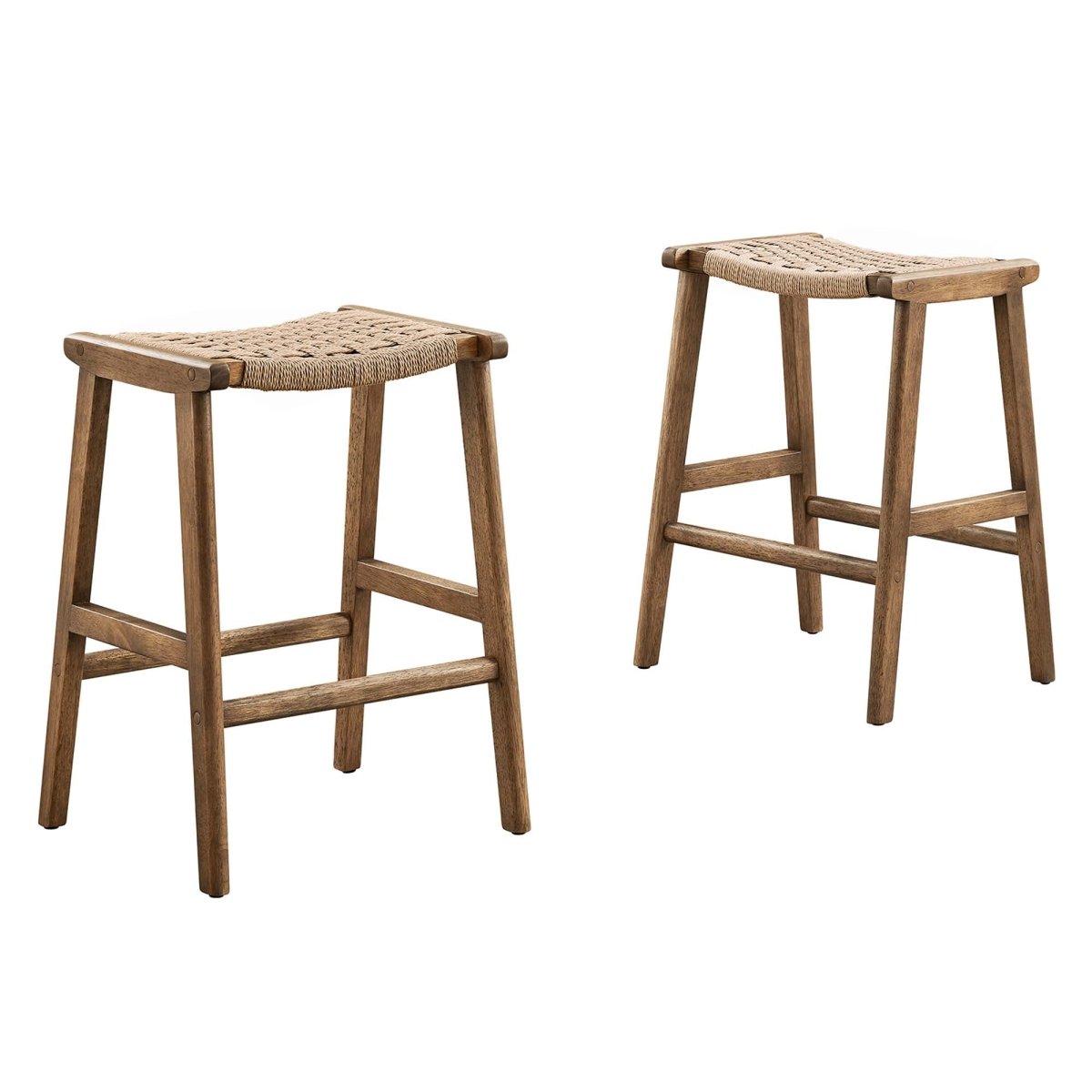 Saoirse Woven Rope Wood Counter Stool Set of 2 - Stools available at Alpine Outlets in Denver