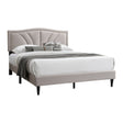 Sarina Queen Burlap Platform Bed in Light Brown with Nailhead Trim - Bedroom Furniture - Alpine Outlets