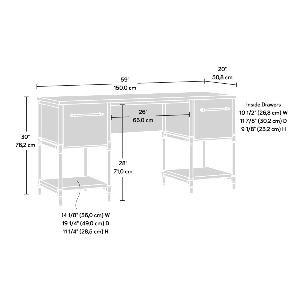 Sauder Iron City Industrial Double Pedestal Office Desk - Office Furniture available at Alpine Outlets in Denver