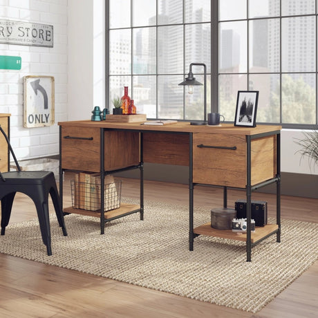 Sauder Iron City Industrial Double Pedestal Office Desk - Alpine Outlets