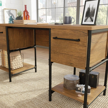 Sauder Iron City Industrial Double Pedestal Office Desk - Office Furniture available at Alpine Outlets in Denver