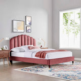 Scalloped Channel Tufted Performance Velvet Queen Platform Bed - Platform Bed available at Alpine Outlets in Denver