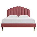 Scalloped Channel Tufted Performance Velvet Queen Platform Bed - Platform Bed available at Alpine Outlets in Denver