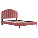 Scalloped Channel Tufted Performance Velvet Queen Platform Bed - Platform Bed available at Alpine Outlets in Denver