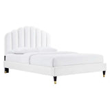 Scalloped Channel Tufted Performance Velvet Queen Platform Bed - Platform Bed available at Alpine Outlets in Denver
