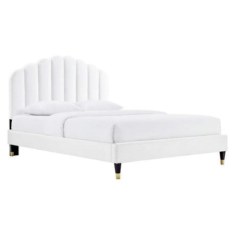 Scalloped Channel Tufted Performance Velvet Queen Platform Bed - Platform Bed available at Alpine Outlets in Denver