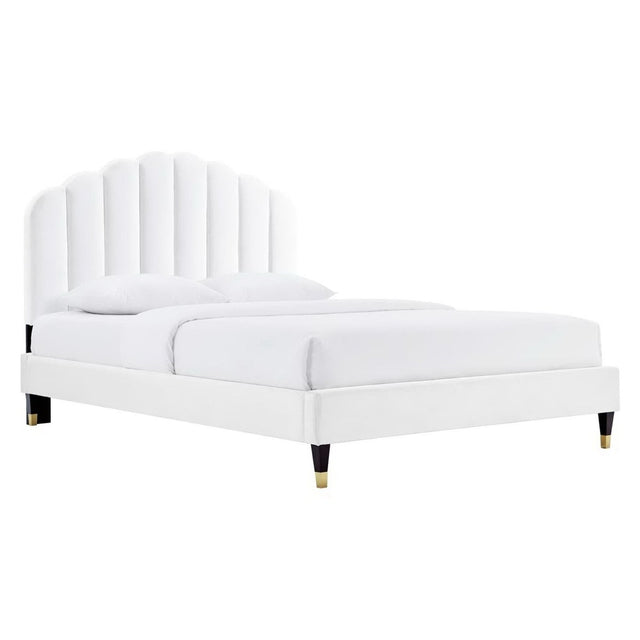 Scalloped Channel Tufted Performance Velvet Queen Platform Bed - Platform Bed available at Alpine Outlets in Denver