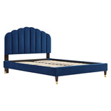 Scalloped Channel Tufted Performance Velvet Queen Platform Bed - Platform Bed available at Alpine Outlets in Denver