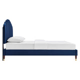 Scalloped Channel Tufted Performance Velvet Queen Platform Bed - Platform Bed available at Alpine Outlets in Denver