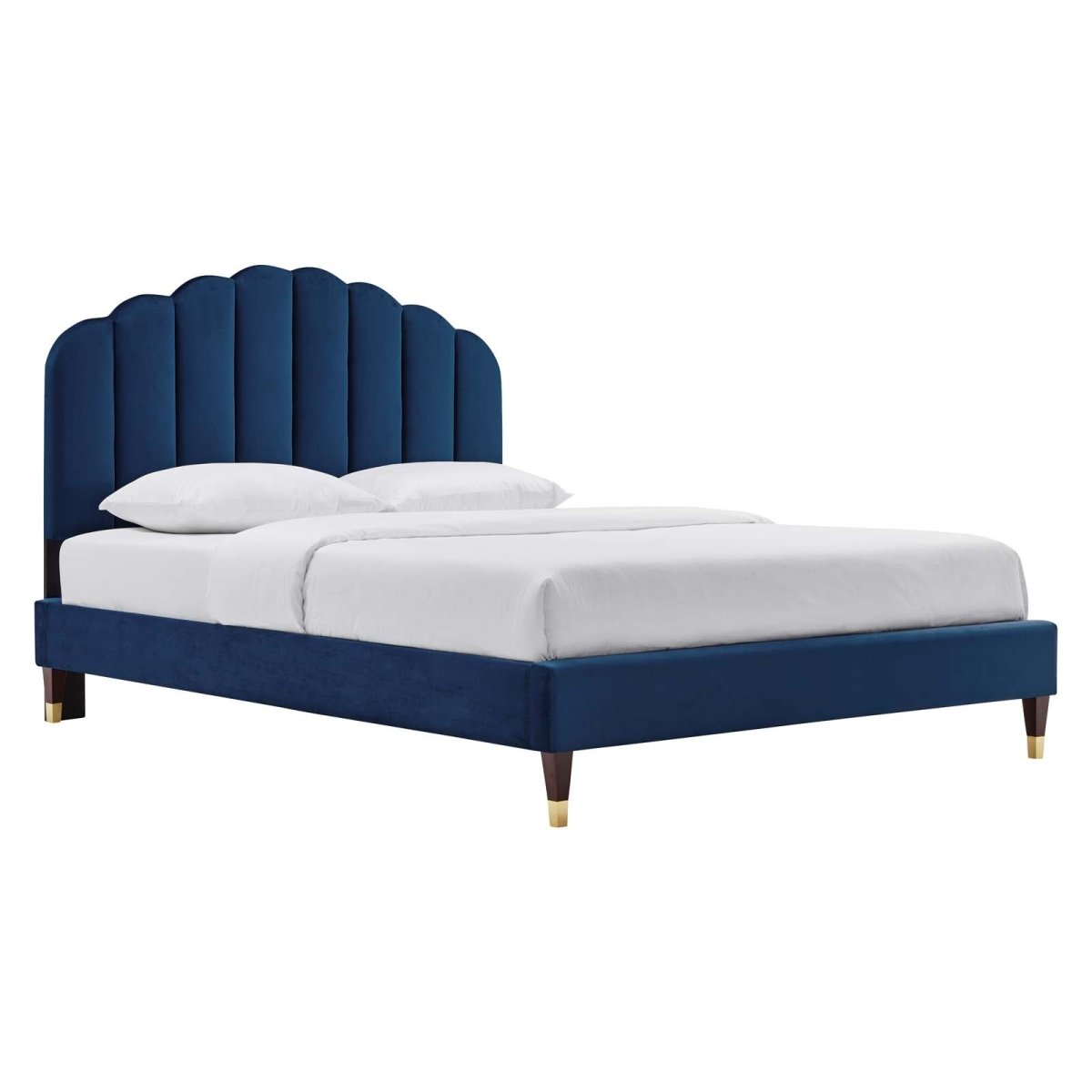 Scalloped Channel Tufted Performance Velvet Queen Platform Bed - Platform Bed available at Alpine Outlets in Denver
