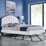 Scalloped Channel Tufted Performance Velvet Queen Platform Bed - Platform Bed available at Alpine Outlets in Denver