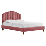 Scalloped Channel Tufted Performance Velvet Queen Platform Bed - Platform Bed available at Alpine Outlets in Denver