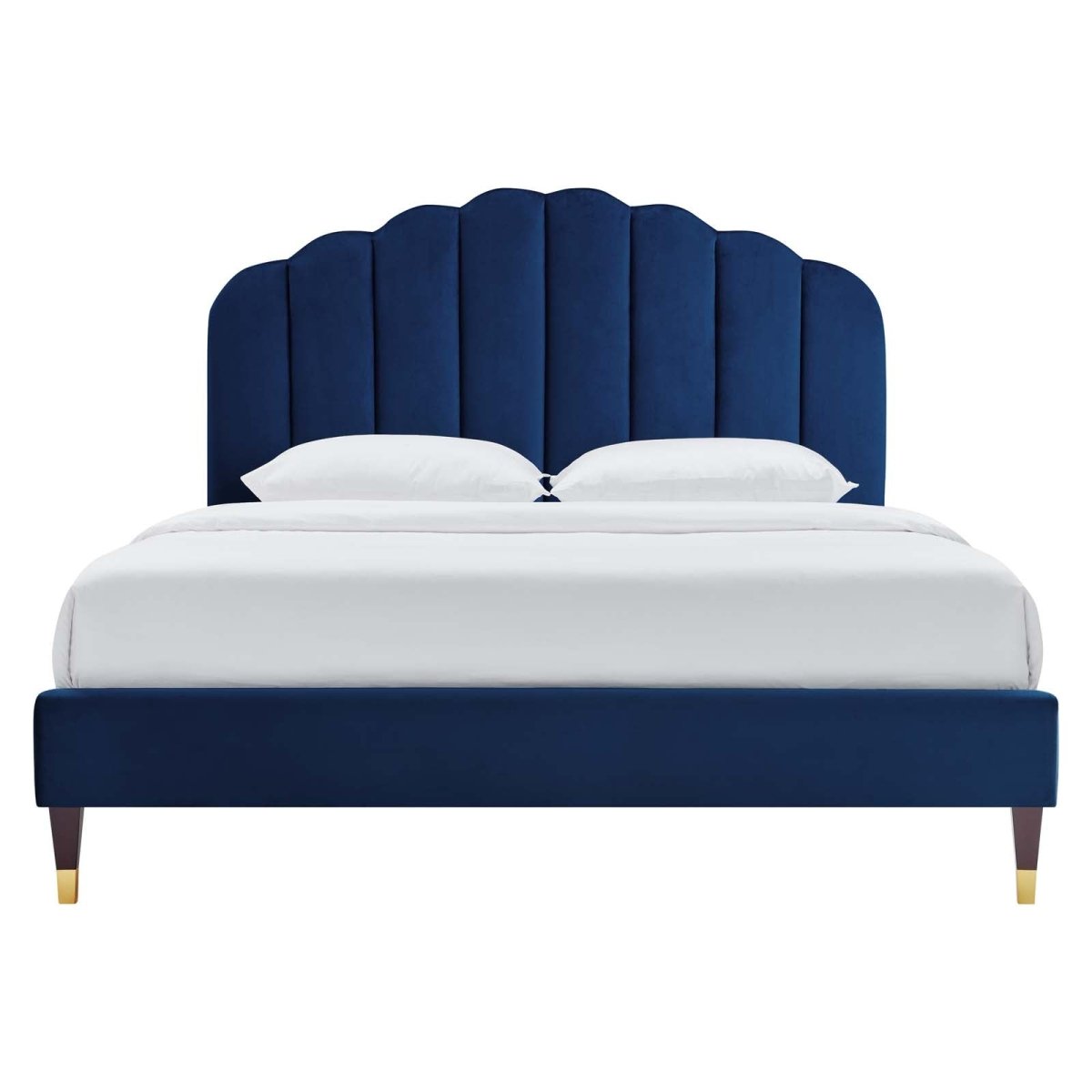 Scalloped Channel Tufted Performance Velvet Queen Platform Bed - Platform Bed available at Alpine Outlets in Denver