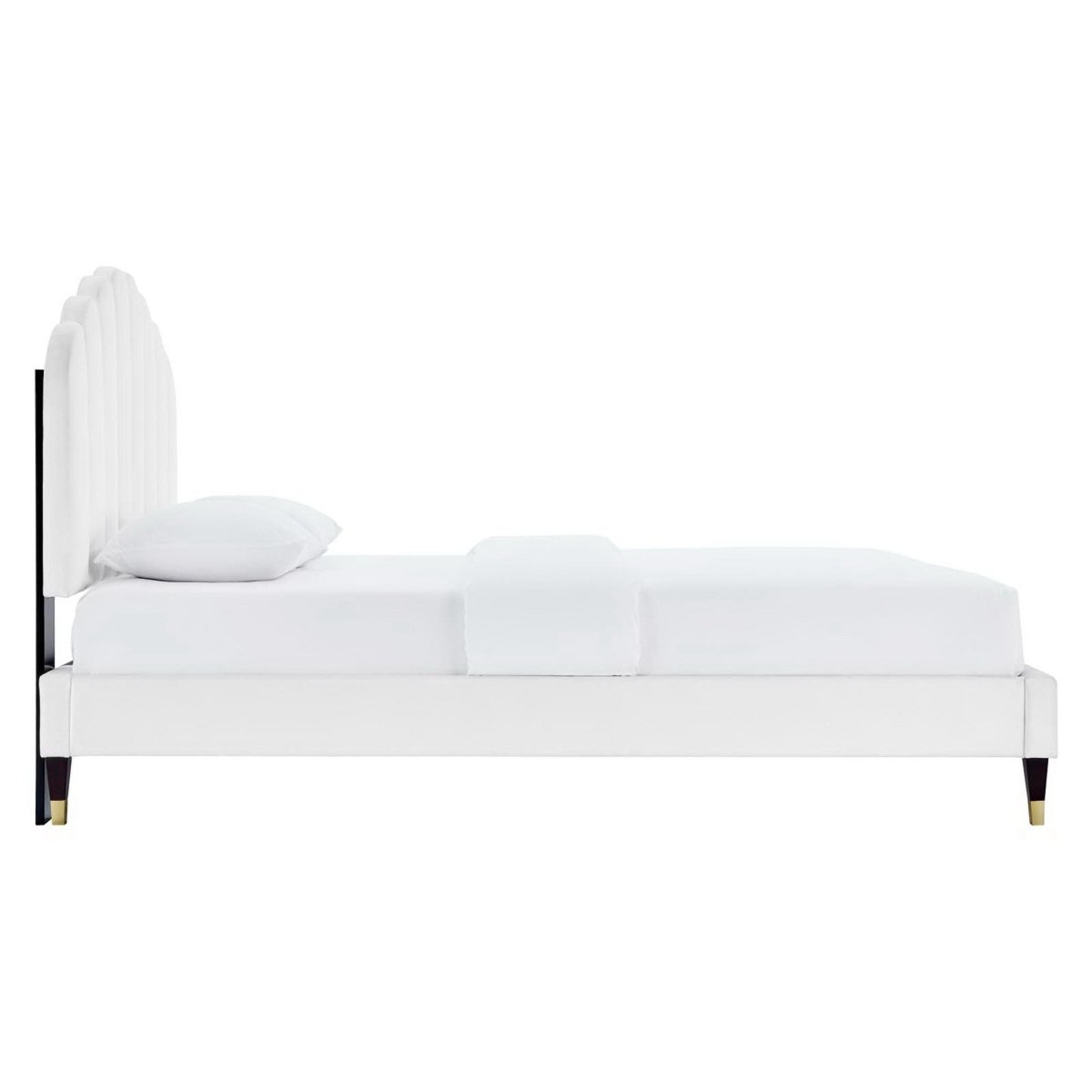 Scalloped Channel Tufted Performance Velvet Queen Platform Bed - Platform Bed available at Alpine Outlets in Denver