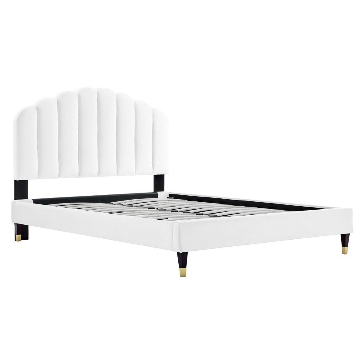 Scalloped Channel Tufted Performance Velvet Queen Platform Bed - Platform Bed available at Alpine Outlets in Denver
