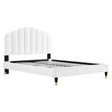 Scalloped Channel Tufted Performance Velvet Queen Platform Bed - Platform Bed available at Alpine Outlets in Denver