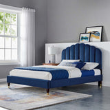 Scalloped Channel Tufted Performance Velvet Queen Platform Bed - Platform Bed available at Alpine Outlets in Denver
