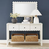 Scalloped Console Table with 3 Drawers and Shelf – 48 Inch - Ottomans available at Alpine Outlets in Denver