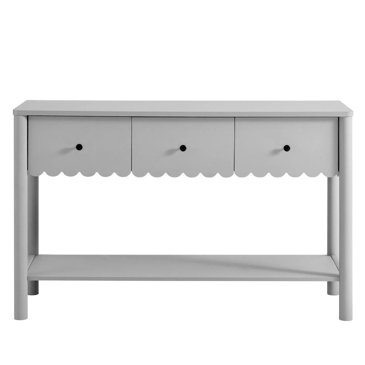 Scalloped Console Table with 3 Drawers and Shelf – 48 Inch - Ottomans available at Alpine Outlets in Denver