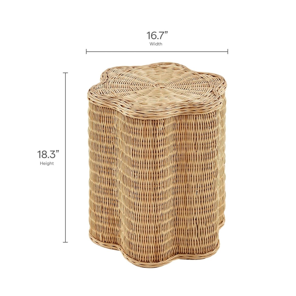 Scalloped Rattan Side Table Flower Design – Natural 17 Inch - End & Side Tables available at Alpine Outlets in Denver