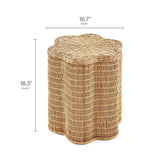 Scalloped Rattan Side Table Flower Design – Natural 17 Inch - End & Side Tables available at Alpine Outlets in Denver