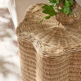 Scalloped Rattan Side Table Flower Design – Natural 17 Inch - End & Side Tables available at Alpine Outlets in Denver