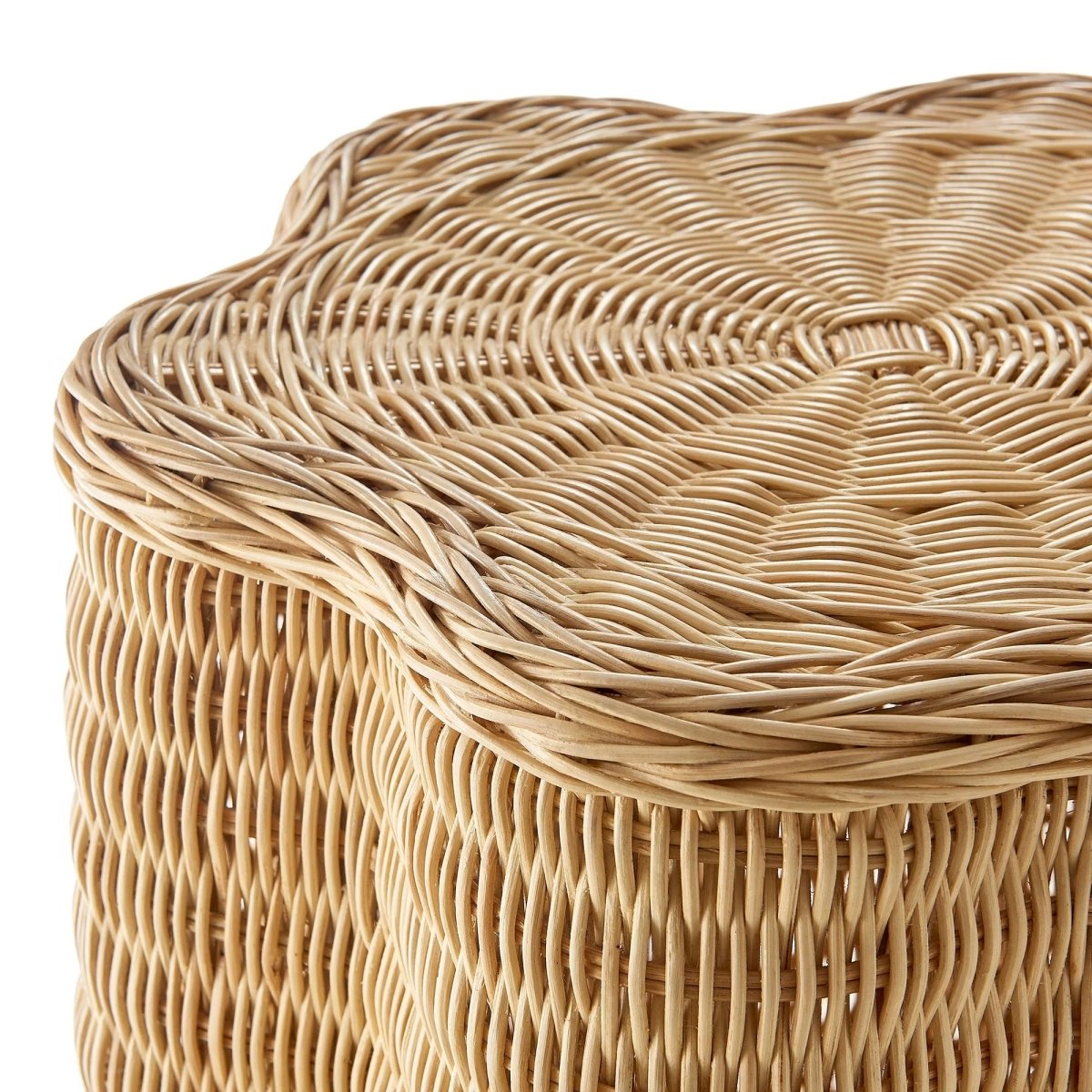 Scalloped Rattan Side Table Flower Design – Natural 17 Inch - End & Side Tables available at Alpine Outlets in Denver