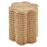 Scalloped Rattan Side Table Flower Design – Natural 17 Inch - End & Side Tables available at Alpine Outlets in Denver