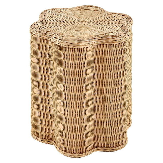 Scalloped Rattan Side Table Flower Design – Natural 17 Inch - End & Side Tables available at Alpine Outlets in Denver