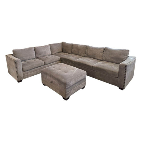 Selena Fabric Sectional with Storage Ottoman (ID G482731) - Alpine Outlets