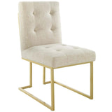 Set of 2 Biscuit Tufted Fabric Dining Accent Chairs with Gold Geometric Base - Dining Chairs available at Alpine Outlets in Denver