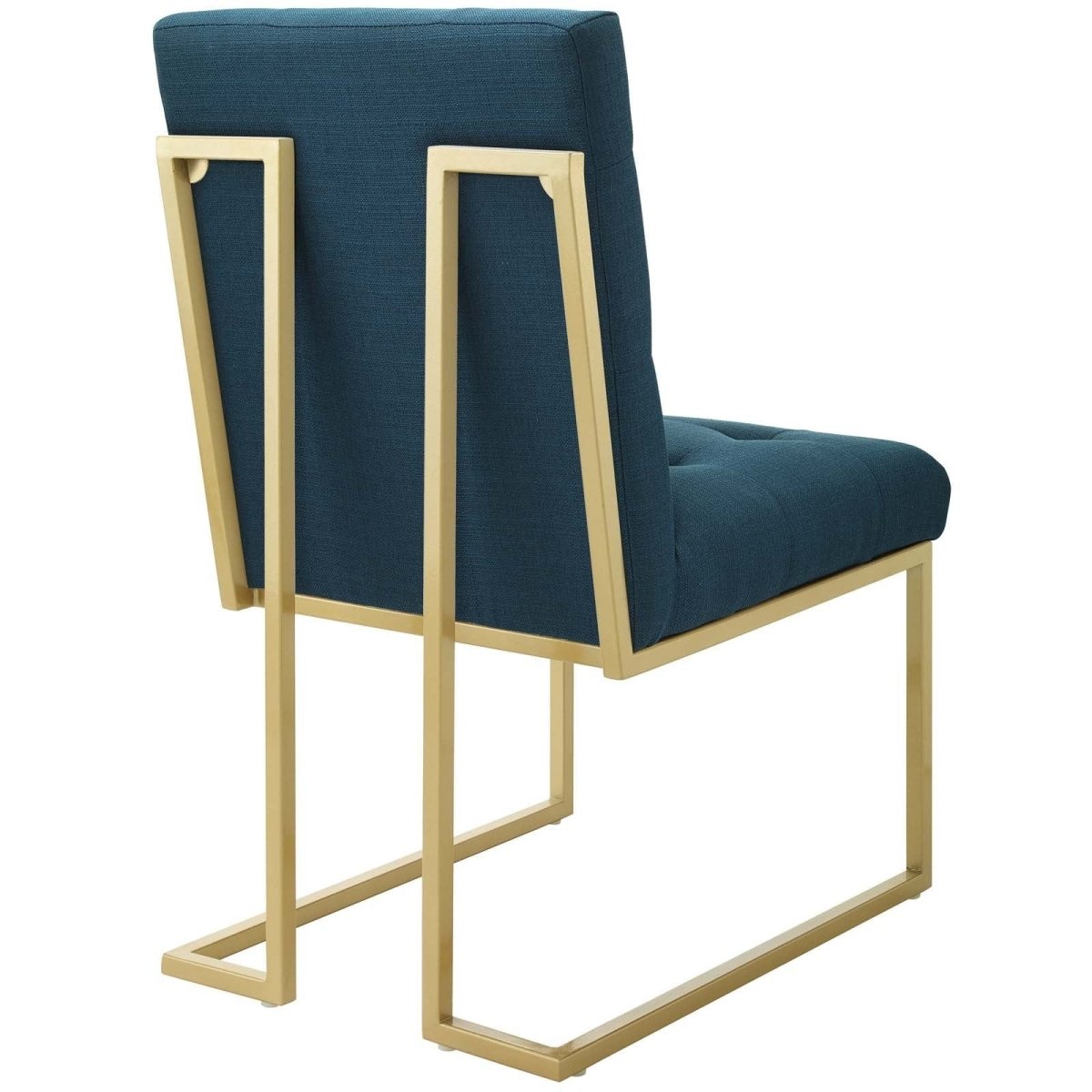 Set of 2 Biscuit Tufted Fabric Dining Accent Chairs with Gold Geometric Base - Dining Chairs available at Alpine Outlets in Denver