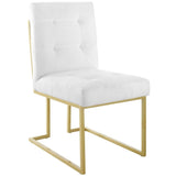 Set of 2 Biscuit Tufted Fabric Dining Accent Chairs with Gold Geometric Base - Dining Chairs available at Alpine Outlets in Denver