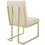 Set of 2 Biscuit Tufted Fabric Dining Accent Chairs with Gold Geometric Base - Dining Chairs available at Alpine Outlets in Denver