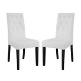 Set of 2 Button Tufted Faux Leather Dining Side Chairs - Dining Chairs available at Alpine Outlets in Denver